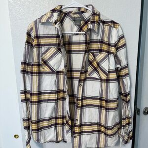 Natural Reflections Plaid Shirt in Cream, Yellow, and Purple